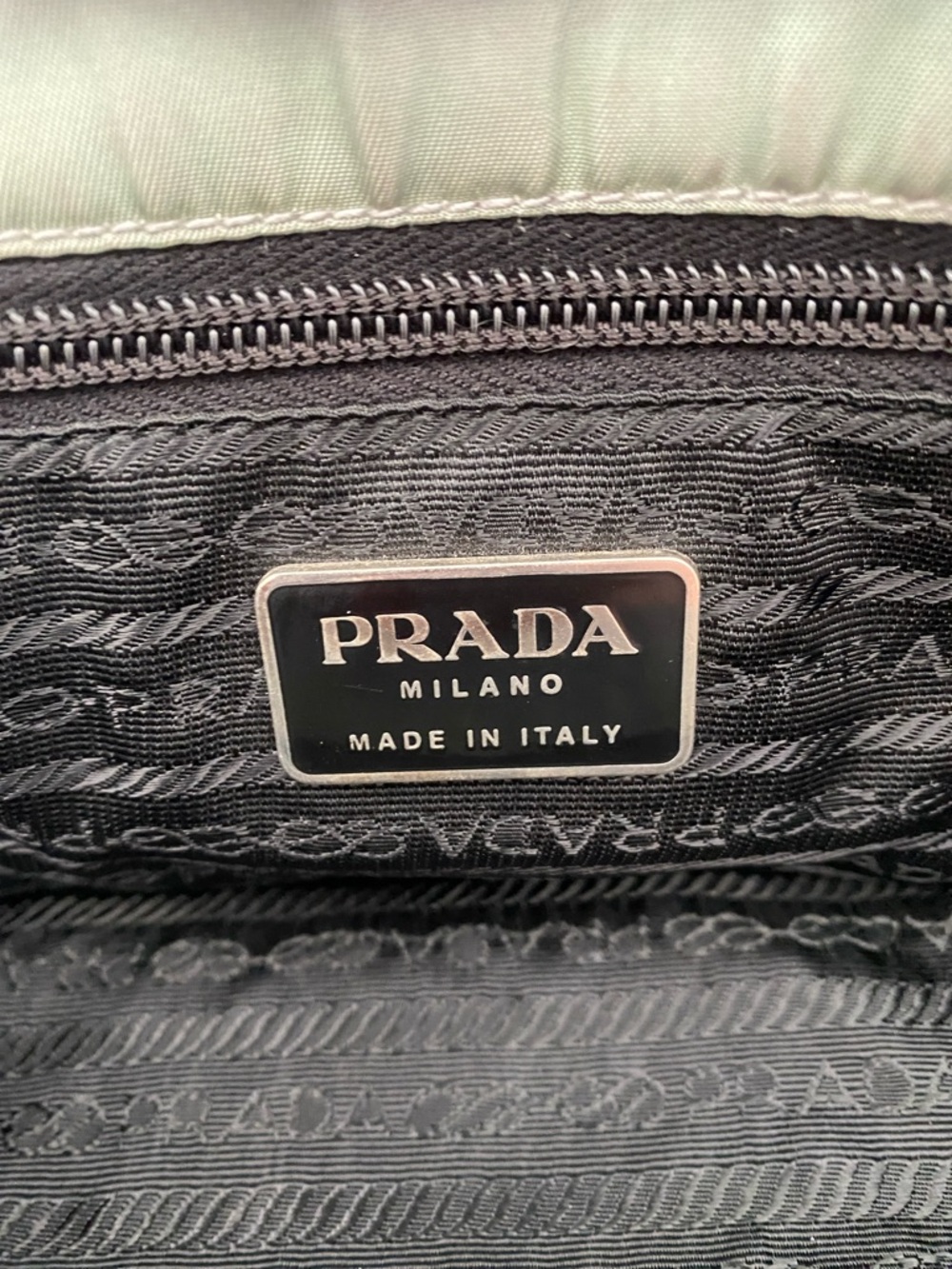 Prada Trssuto Grey/Green Nylon Tote - Picture 2 of 9